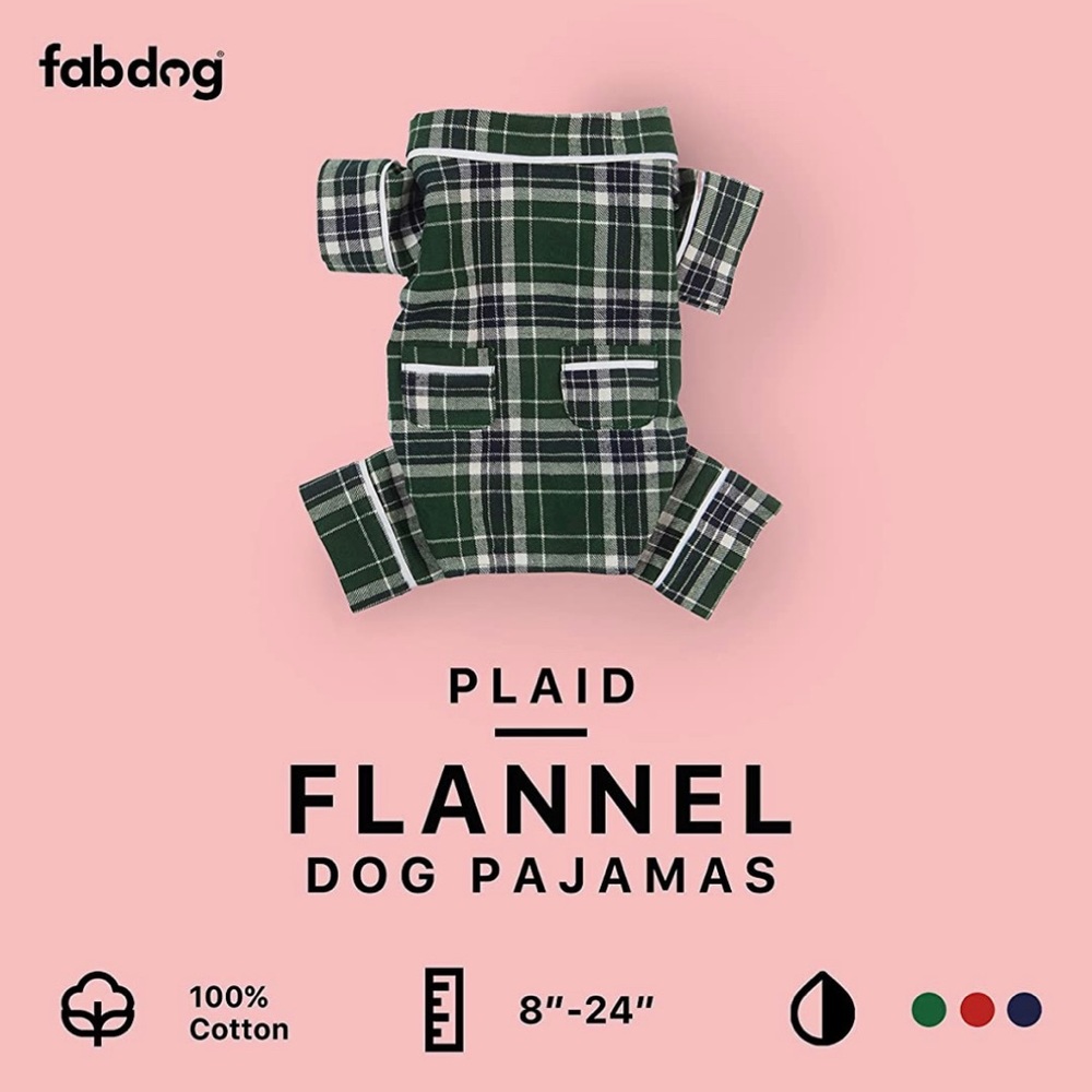 Fab Dog Green Plaid Flannel Pajamas - Picture 2 of 4